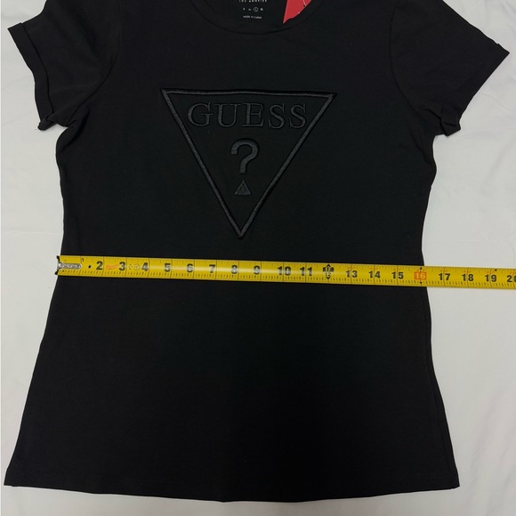 Guess Los Angeles W L Black T-Shirt  Carlee Triangle Tee Front Logo Embroidery - Picture 6 of 9